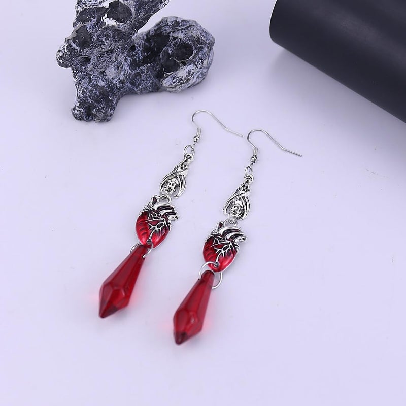 CSIYANJRY99 Goth Bat Crystal Earrings Vampire Accessories for Women Halloween Earring Gothic Jewelry Dangle Earrings Witch Victorian Vintage Dress Costume - Image 5